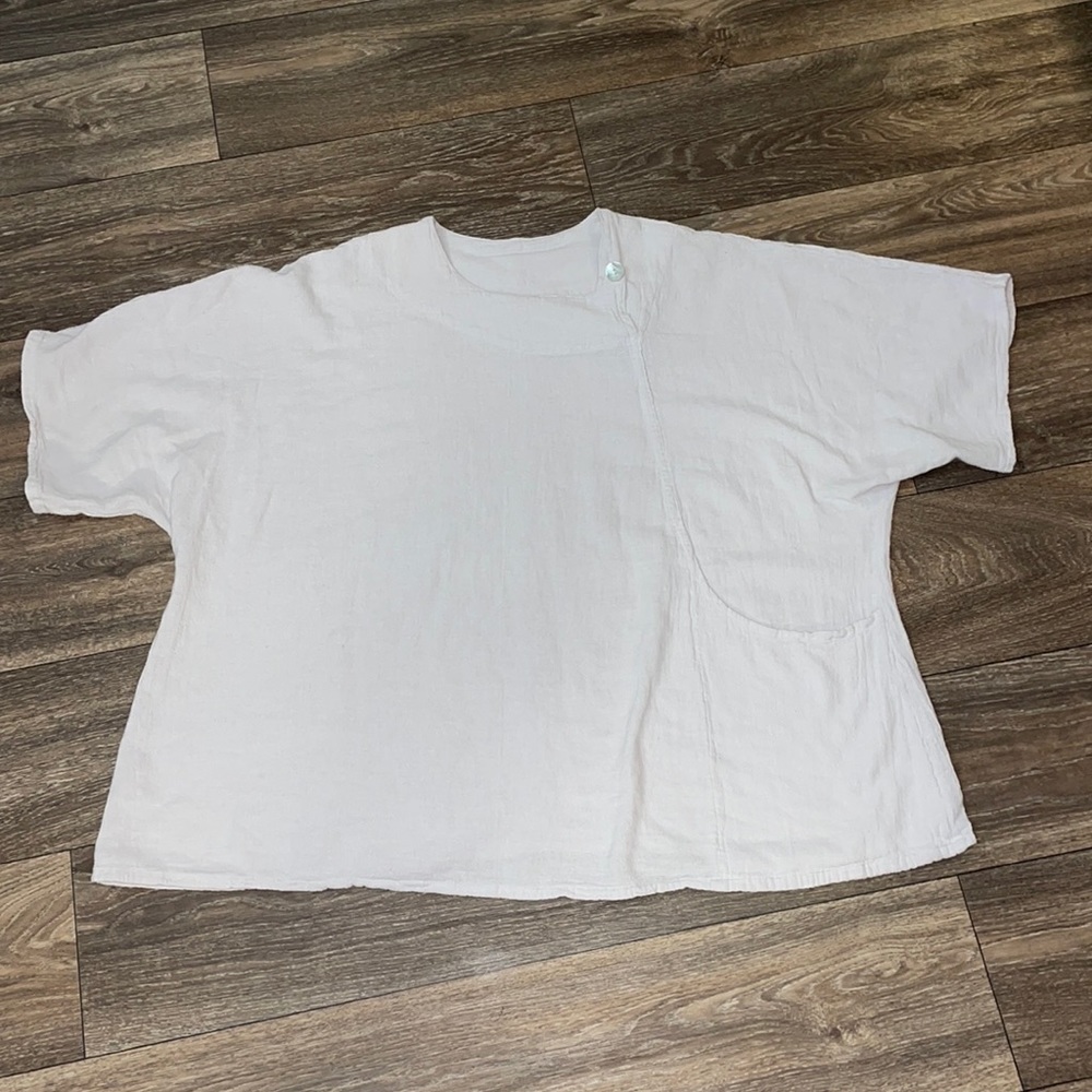 Lagenlook Abacá Loose Fit Lilac Tunic Cotton from Mexico Plus Size Shell Button